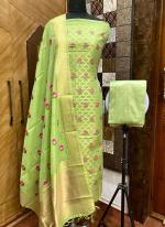Pure Chanderi Sea Green Casual Wear Weaving Dress Material